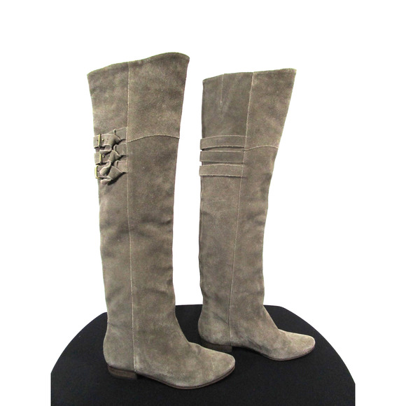 Joie Beige Suede Coachella Over The Knee Triple Buckle Boots Women 7 US/37 EU - Picture 1 of 12